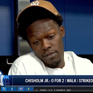 Jazz Chisholm Jr. was doubled off on an infield pop-up Saturday