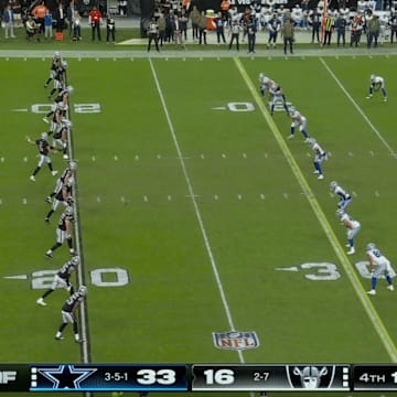 The Raiders attempted an onside kick on a punt against the Cowboys