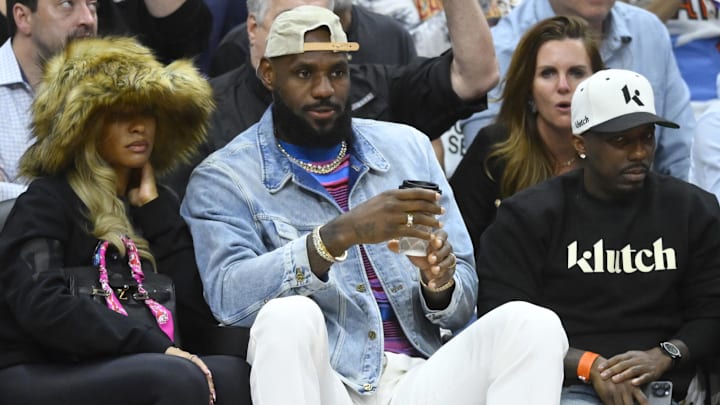 Savannah James, LeBron James, and Rich Paul during a game between the Cleveland Cavaliers and the Boston Celtics. Savannah James, LeBron James, and Rich Paul during a game between the Cleveland Cavaliers and the Boston Celtics.