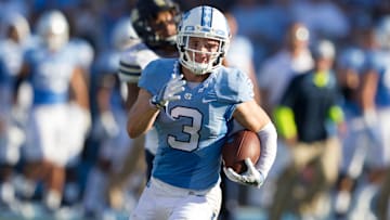 Sep 24, 2016; Chapel Hill, NC, USA;  North Carolina Tar Heels wide receiver Ryan Switzer (3) runs after a catch in the game against the Pittsburgh Panthers at Kenan Memorial Stadium.