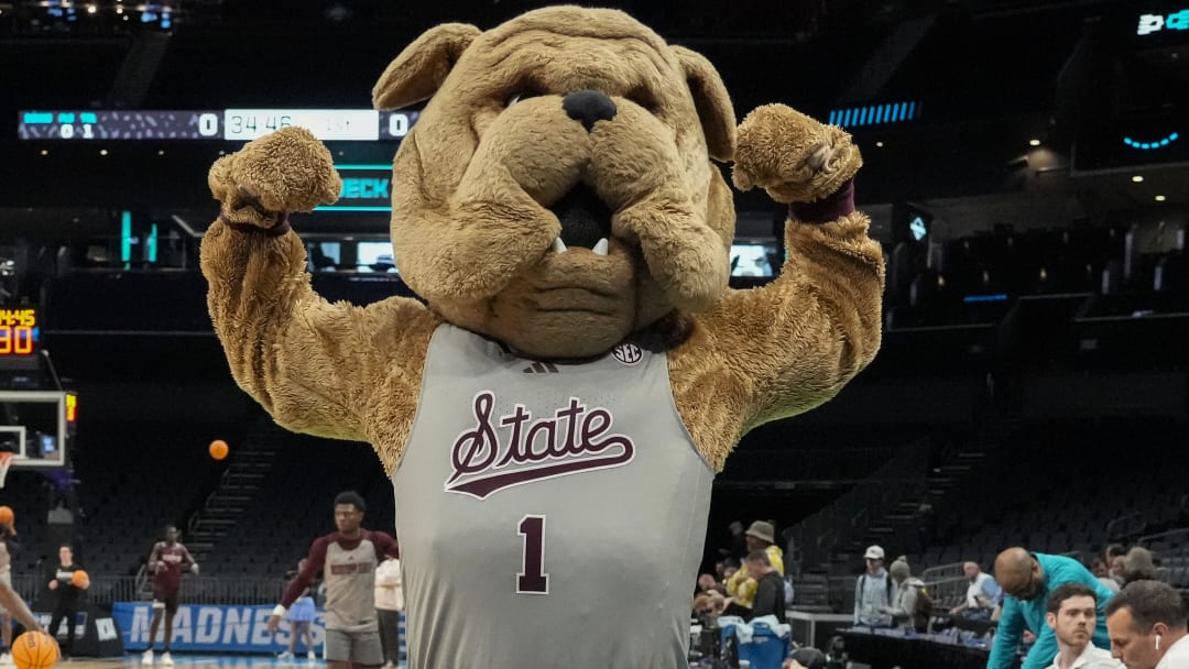 Mar 20, 2024; Charlotte, NC, USA; Mississippi State Bulldogs mascot Bully during practices at