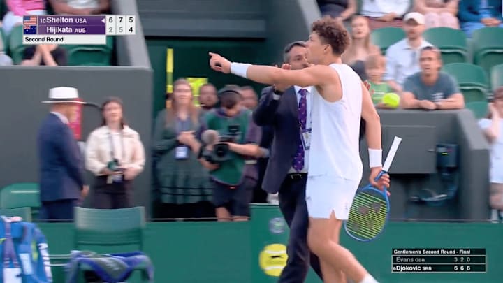 Shelton reacts to his match getting suspended at Wimbledon