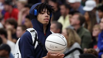 Jan 4, 2025; Gilbert, AZ, USA; Notre Dame High School (CA) forward Tyran Stokes (4) against Sandra Day O'Connor (AZ) during the Hoophall West High School Invitational at Highland High School.