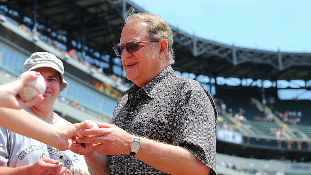 Chicago White Sox owner Jerry Reinsdorf signs autographs prior to ceremonies to commemorate the 10th anniversary of the 2005 World Series championship before a game against the Kansas City Royals at U.S Cellular Field in 2015. Chicago White Sox owner Jerry Reinsdorf signs autographs prior to ceremonies to commemorate the 10th anniversary of the 2005 World Series championship before a game against the Kansas City Royals at U.S Cellular Field in 2015.