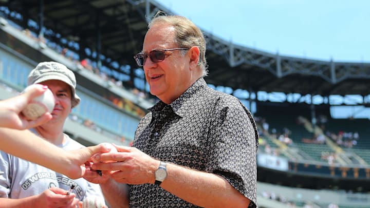 Chicago White Sox owner Jerry Reinsdorf signs autographs prior to ceremonies to commemorate the 10th anniversary of the 2005 World Series championship before a game against the Kansas City Royals at U.S Cellular Field in 2015. Chicago White Sox owner Jerry Reinsdorf signs autographs prior to ceremonies to commemorate the 10th anniversary of the 2005 World Series championship before a game against the Kansas City Royals at U.S Cellular Field in 2015.