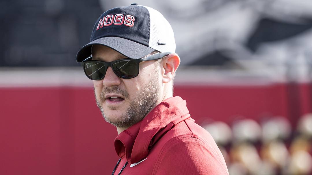 Arkansas Razorbacks coach Ryan Silverfield looks over the field during spring practice at the Arkansas Razorbacks practice facilities. Arkansas Razorbacks coach Ryan Silverfield looks over the field during spring practice at the Arkansas Razorbacks practice facilities.