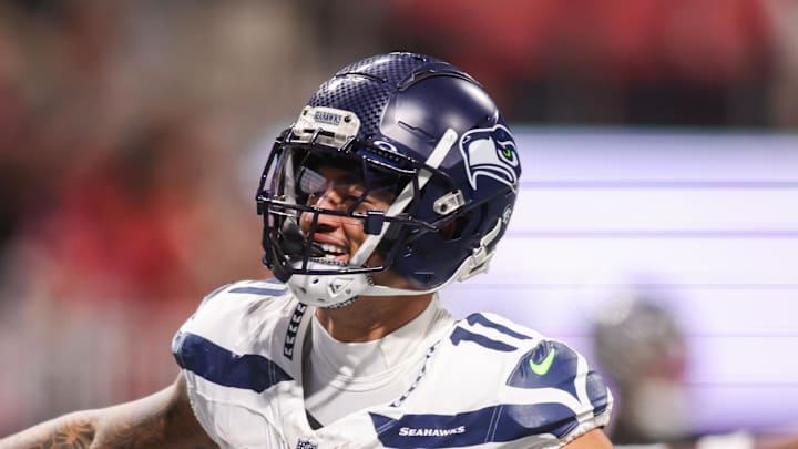 Seattle Seahawks wide receiver Jaxon Smith-Njigba celebrates