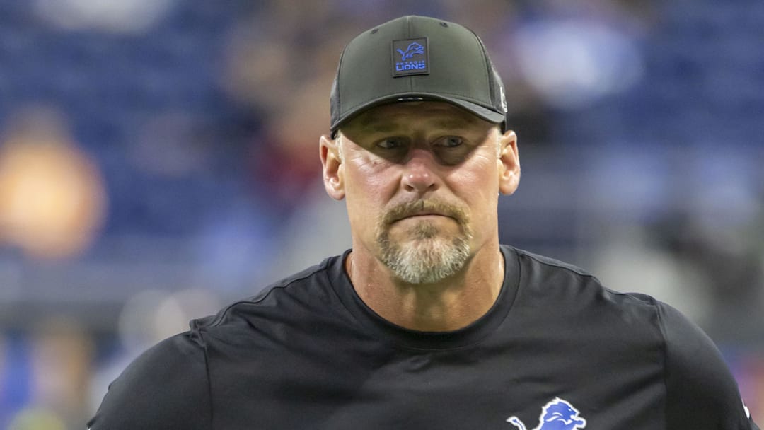 Oct 20, 2025; Detroit, Michigan, USA; Detroit Lions head coach Dan Campbell before the game against the Tampa Bay Buccaneers at Ford Field. Mandatory Credit: David Reginek-Imagn Images