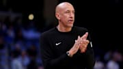 Nov 20, 2025; Memphis, Tennessee, USA; Sacramento Kings head coach Doug Christie reacts during the third quarter against the Memphis Grizzlies at FedExForum.