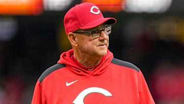 Cincinnati Reds manager Terry Francona (77) returns to the dugout