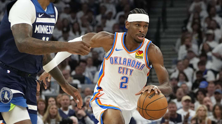 Oklahoma City Thunder guard Shai Gilgeous-Alexander is heavily favored to win NBA Finals MVP. Oklahoma City Thunder guard Shai Gilgeous-Alexander is heavily favored to win NBA Finals MVP.