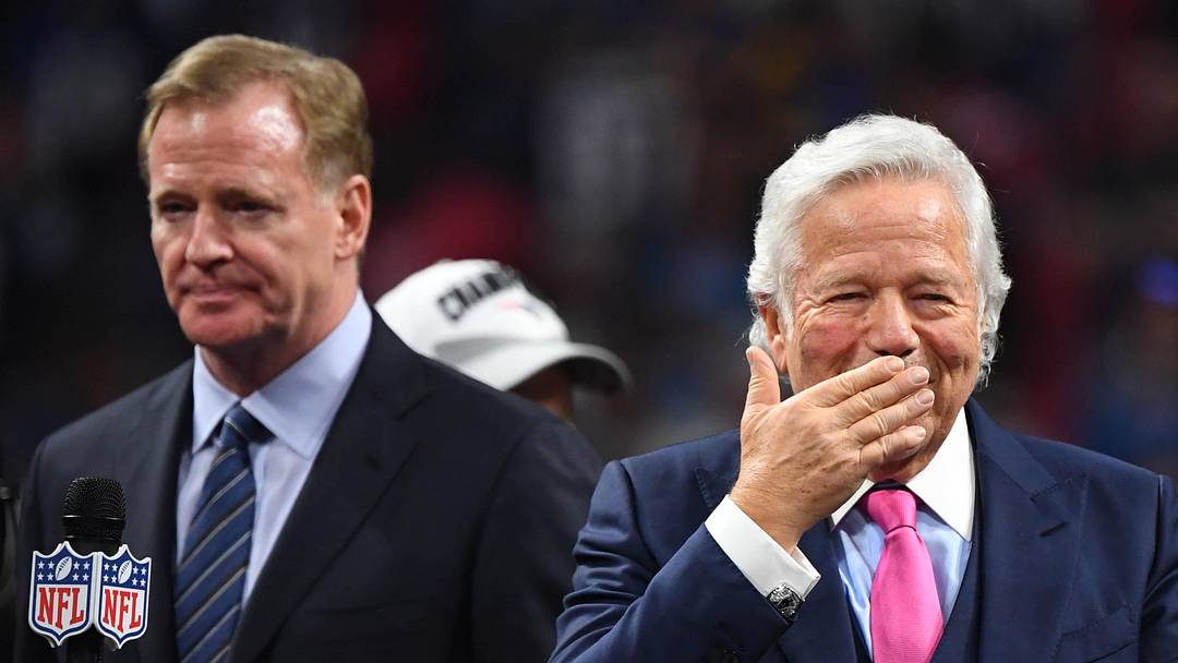 New England Patriots owner Robert Kraft reacts next to NFL commissioner Roger Goodell New England Patriots owner Robert Kraft reacts next to NFL commissioner Roger Goodell