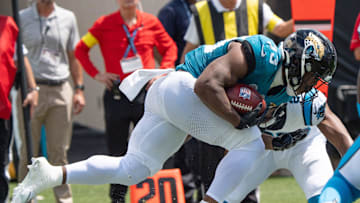Jacksonville Jaguars running back Bhayshul Tuten. [Doug Engle/Florida Times-Union]