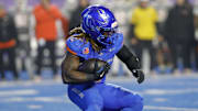 Boise State Broncos running back Ashton Jeanty (2) during the first half against the UNLV Rebels  at Albertsons Stadium. 