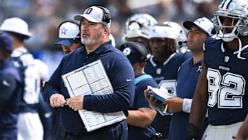 Aug 11, 2024; Inglewood, California, USA; Dallas Cowboys head coach Mike McCarthy on the sidelines against the Los Angeles Rams during the second quarter at SoFi Stadium.