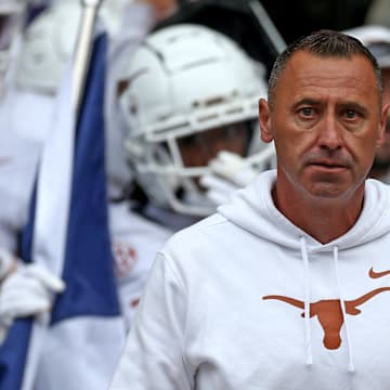 Texas Longhorns head coach Steve Sarkisian walks out of the locker room prior to the game against the Mississippi State Bulldogs at Davis Wade Stadium at Scott Field.
