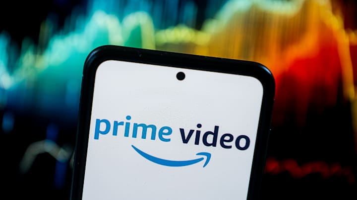 In this photo illustration a Prime Video logo seen displayed...