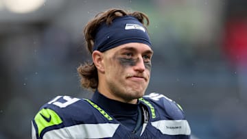 Jake Bobo of the Seattle Seahawks