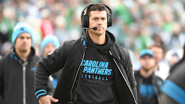Dec 8, 2024; Philadelphia, Pennsylvania, USA; Carolina Panthers head coach Dave Canales during the fourth quarter against the Philadelphia Eagles at Lincoln Financial Field. Mandatory Credit: Eric Hartline-Imagn Images