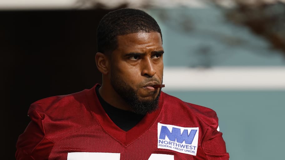 Jul 23, 2025; Ashburn, VA, USA; Washington Commanders linebacker Bobby Wagner (54) walks out of team headquarters onto the fields prior to practice on day one of training camp at OrthoVirginia Training Center at Commanders Park. Mandatory Credit: Geoff Burke-Imagn Images | Geoff Burke-Imagn Images