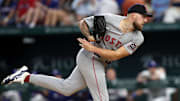 Boston Red Sox pitcher Garrett Crochet (35) throws against the Texas Rangers at Globe Life Field. 