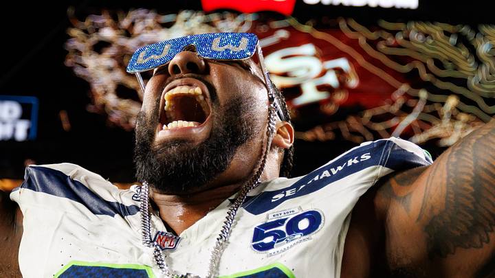 Leonard Williams of the Seattle Seahawks celebrates