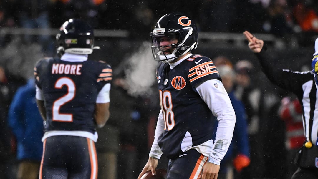 Jan 18, 2026; Chicago, IL, USA; in Chicago Bears quarterback Caleb Williams (18) during an NFC Divisional Round game against the Los Angeles Rams at Soldier Field. Mandatory Credit: Matt Marton-Imagn Images Jan 18, 2026; Chicago, IL, USA; in Chicago Bears quarterback Caleb Williams (18) during an NFC Divisional Round game against the Los Angeles Rams at Soldier Field. Mandatory Credit: Matt Marton-Imagn Images