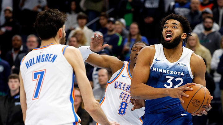 Jalen Williams and Chet Holmgren, Oklahoma City Thunder and Karl-Anthony Towns, Minnesota Timberwolves