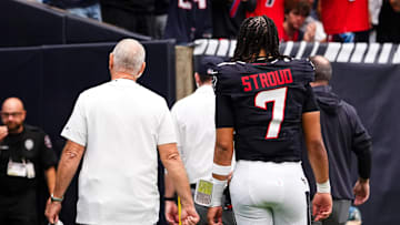 CJ Stroud heads back to the Houston Texans locker room after suffering a concussion in Week 9 against the Denver Broncos