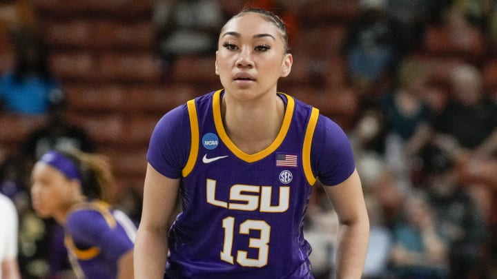 Mar 24, 2023; Greenville, SC, USA;  LSU Lady Tigers guard Last-Tear Poa (13) during the first half against the Utah Utes at the NCAA Women s Tourney at Bon Secours Wellness Arena. 