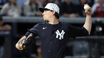 Mar 3, 2025; Tampa, Florida, USA;  New York Yankees starting pitcher Max Fried (54) throws a pitch during the first inning against the Pittsburgh Pirates at George M. Steinbrenner Field
