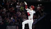 Arizona Diamondbacks’ Pavin Smith (26) celebrates a two-run home run against the Tampa Bay Rays during the third inning at Chase Field in Phoenix, on April 22, 2025.