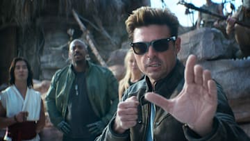 (L-R) Ludi Lin as “Liu Kang”, Mehcad Brooks as “Jackson ‘Jax’ Briggs”, Jessica McNamee as “Sonya Blade”, and Karl Urban as “Johnny Cage” in New Line Cinema’s “Mortal Kombat. Courtesy Warner Bros. Pictures
