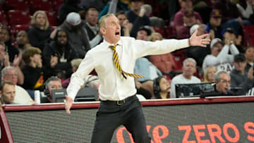 Arizona State head coach Bobby Hurley directs his team against UCF during Big 12 play at Desert Financial Arena in Tempe on Jan. 14, 2025.