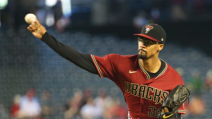 Arizona Diamondbacks starting pitcher Jon Duplantier (34) throws against the Los Angeles Angels during the first inning in Phoenix June 13, 2021.

Angels Vs Diamondbacks