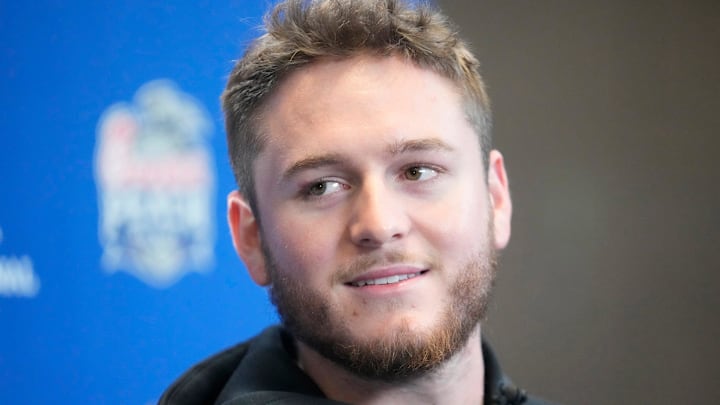 Texas quarterback Quinn Ewers answers questions during media day for the Chick-fil-A Peach Bowl in Atlanta on Monday, Dec. 30, 2024. Texas quarterback Quinn Ewers answers questions during media day for the Chick-fil-A Peach Bowl in Atlanta on Monday, Dec. 30, 2024.