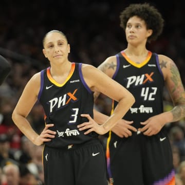 Phoenix Mercury guards Kahleah Copper and Diana Taurasi and center Brittney Griner 