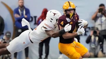 Arizona State running back Cam Skattebo (4) broke more tackles than any other Power Four running back the past two seasons.