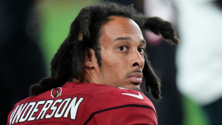 Arizona Cardinals wide receiver Chosen Anderson (81) watches the defense play against the New England Patriots during the first quarter at State Farm Stadium in Glendale on Dec. 12, 2022.

Nfl Cardinals Patriots 1213 New England Patriots At Arizona Cardinals