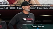 Arizona Diamondbacks manager Torey Lovullo watches his team play against the Tampa Bay Rays during the fifth inning at Chase Field on April 23, 2025, in Phoenix.
