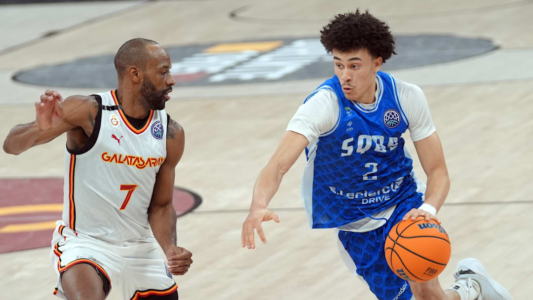 Point guard Nolan Traore of Saint-Quentin in France (right) is a potential candidate for the Timberwolves' first round pick of the 2025 NBA Draft.