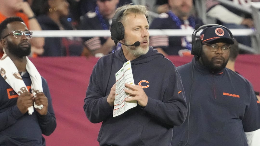 Chicago Bears head coach Matt Eberflus watches his team play against the Arizona Cardinals during the fourth quarter at State Farm Stadium on Nov 3, 2024, in Glendale.