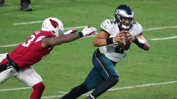 Arizona Cardinals linebacker Haason Reddick (43) pressures Philadelphia Eagles quarterback Jalen