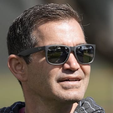 Feb 21, 2022; Scottsdale, Ariz., U.S.;  Diamondbacks senior vice-president & assistant general manager Amiel Sawdaye watches a select training camp for minor-league players not covered by the Players Association at Salt River Fields. MLB continues to be in a lockout after the expiration of the collective bargaining agreement Dec. 2. Mandatory Credit: Michael Chow-Arizona Republic

Baseball Diamondbacks Select Minor League Camp