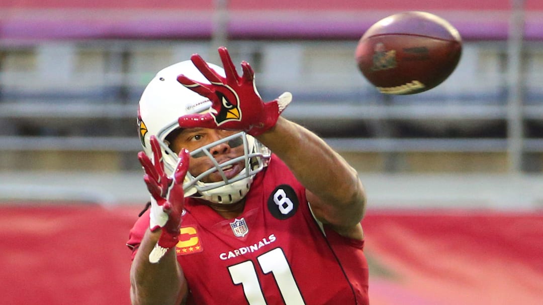 Arizona Cardinals wide receiver Larry Fitzgerald (11) warms up before playing against the Philadelphia Eagles Dec. 20, 2020.

Eagles Vs Cardinals