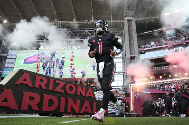 Arizona Cardinals quarterback Kyler Murray (1) is introduced before playing against the Seattle Seahawks