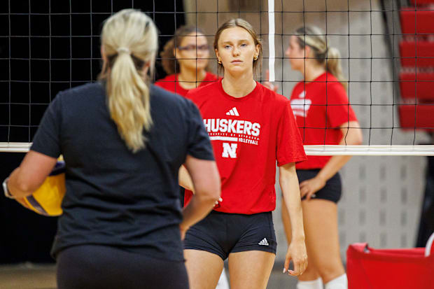 Nebraska volleyball setter Bergen Reilly at practice ahead of the 2025 season.