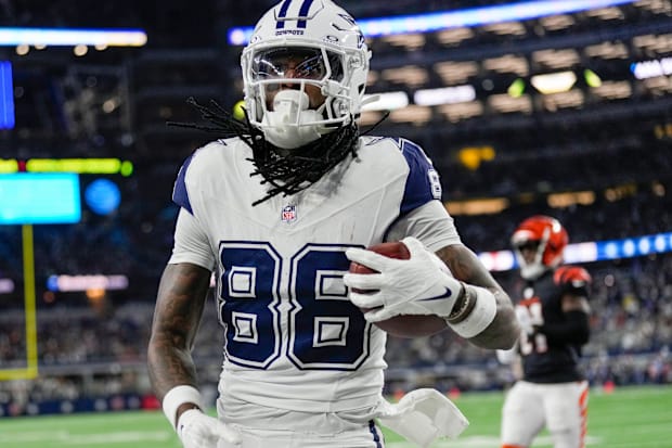 Dallas Cowboys wide receiver CeeDee Lamb makes a touchdown over the Cincinnati Bengals.