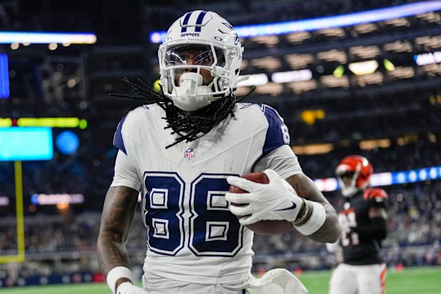 Dallas Cowboys wide receiver CeeDee Lamb makes a touchdown over the Cincinnati Bengals.