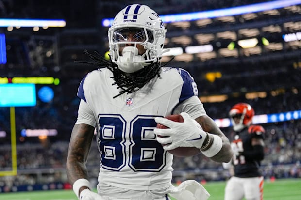 Dallas Cowboys wide receiver CeeDee Lamb makes a touchdown over the Cincinnati Bengals.